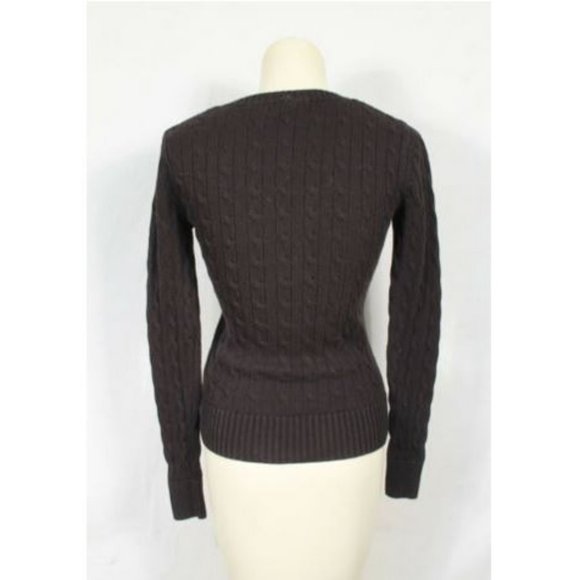 Tommy Hilfiger Black Cable Knit V Neck Sweater PS - Picture 4 of 5